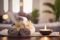 AI Generative image, spa accessory composition set in spa hotel wellness center Royalty Free Stock Photo