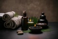 AI Generative image, spa accessory composition set in spa hotel wellness center Royalty Free Stock Photo