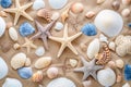 Ai generative. Summer beach with strafish and shells Royalty Free Stock Photo