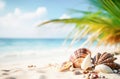 Ai generative. Summer beach with strafish and shells Royalty Free Stock Photo