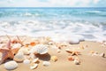 Ai generative. Summer beach with strafish and shells Royalty Free Stock Photo