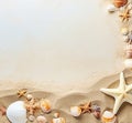 Ai generative. Summer beach with strafish and shells Royalty Free Stock Photo