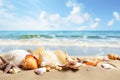 Ai generative. Summer beach with starfish and shells
