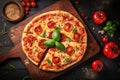 Ai generative. Tasty homemade traditional pizza italian