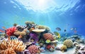 Ai generative. Tropical coral reef with colored coral fish