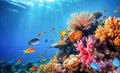 Ai generative. Tropical coral reef with colored coral fish