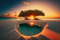 Ai generative maldives sunset illustration