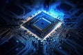 Ai generative. Microchip, digital technology concept