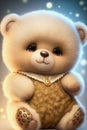 Cute white teddy bear, ai generative illustration