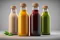 AI GENERATIVE, mock-up of detox juice bottles on a neutral background