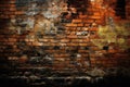 Ai Generative Old brick wall with peeling paint. Abstract grunge background. Vintage brick wall texture background Royalty Free Stock Photo