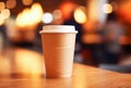 Ai generative. Paper coffee cup in coffee shop
