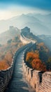 AI Generative photo of beautiful and breath-taking wide shot of the Great Wall of China