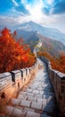 AI Generative photo of beautiful and breath-taking wide shot of the Great Wall of China