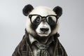 AI Generative. Photo of a panda bear wearing a glassesand scarf Royalty Free Stock Photo