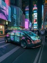 AI Generative photo of Self-driving car navigating through a cityscape