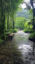 AI generative photography Beautiful house in a rural biome forest