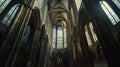 AI generative photography, interior design images of Christian churches, Gothic style cathedrals, ancient Europe.