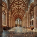AI generative photography, interior design images of Christian churches, Gothic style cathedrals, ancient Europe.