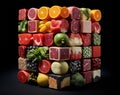 AI generative photography real square picture of many different foods Royalty Free Stock Photo