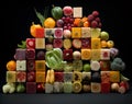 AI generative photography real square picture of many different foods Royalty Free Stock Photo