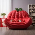 AI generative photography Spherical giant sumptuous luxury Strawberry sofa