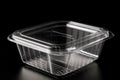 Ai Generative Plastic food container on a black background. Plastic container for food