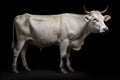 Ai Generative Portrait of a white cow with horns on a dark gray background