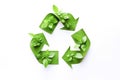 Ai generative. Recycling icon made from green leaves Royalty Free Stock Photo