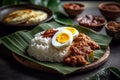 Ai Generative Rice with curry paste and fried egg, Thai traditional food