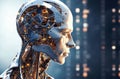 Ai generative. Robot face, Artificial intelligence concept