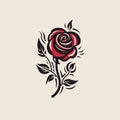 Rose logo line art