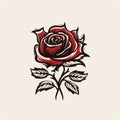Rose logo line art