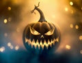 AI Generative a scary jack-o-lantern pumpkin for halloween