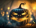 AI Generative a scary jack-o-lantern pumpkin for halloween