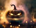 AI Generative a scary jack-o-lantern pumpkin for halloween