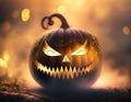 AI Generative a scary jack-o-lantern pumpkin for haloween Royalty Free Stock Photo