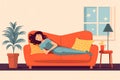 AI-generative Serenity in Slumber: Woman Sleeping Peacefully on the Couch