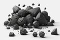 Ai Generative Stone asteroid belt portrayed in a realistic manner on a white background