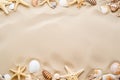 Ai generative. Summer beach with strafish and shells Royalty Free Stock Photo