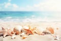 Ai generative. Summer beach with strafish and shells Royalty Free Stock Photo