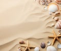 Ai generative. Summer beach with strafish and shells Royalty Free Stock Photo