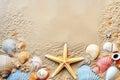 Ai generative. Summer beach with strafish and shells Royalty Free Stock Photo