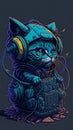 AI Generative, time bomb, centered, isometric, art ready to print highly detailed colourful graffiti illustration of Kittens