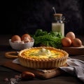 AI generative Traditional french quiche Lorraine with eggs