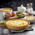 AI generative Traditional french quiche Lorraine with eggs
