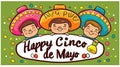 Vibrant illustration celebrating Cinco de Mayo with cheerful characters and confetti.