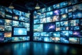 Ai generative. Multimedia images on different television screens
