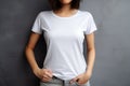 Ai generative. Woman wearing blank white t-shirt