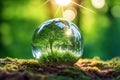 AI generative. World environment and earth day concept with glass globe